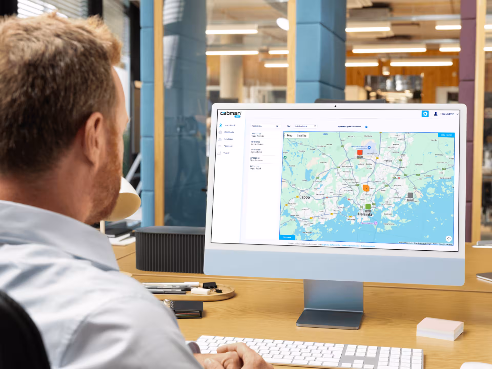 Cabman Data live view karttanäkymä